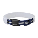 Cobalt Blue SATELLAI Collar Mag Strap, durable silicone with gray reflective stripe and FIDLOCK magnetic clasp.