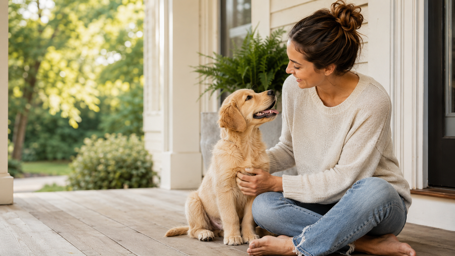 Pet parent choosing the perfect name for a new puppy