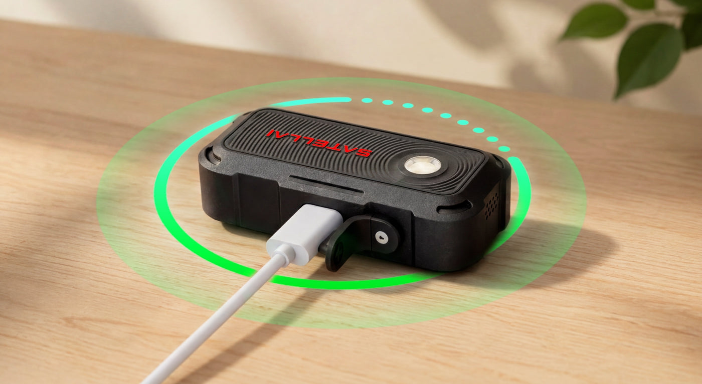 SATELLAI Collar Go charging fast on a table
