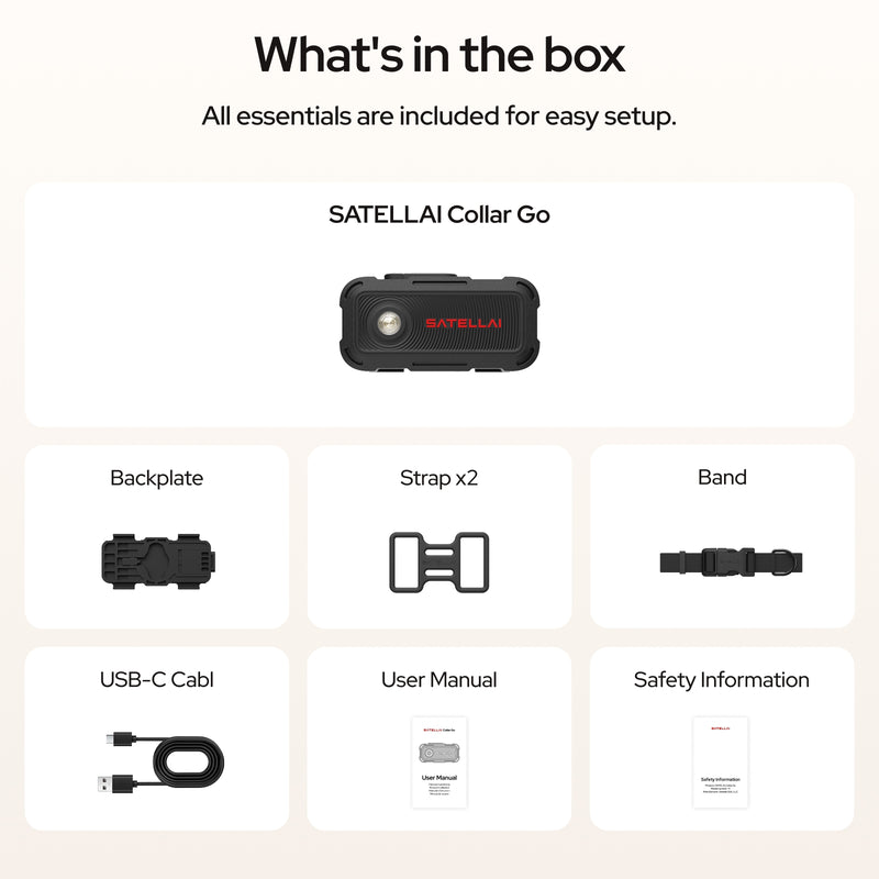 SATELLAI Collar Go Smart GPS Dog Collar with Live Tracking & Health Mo
