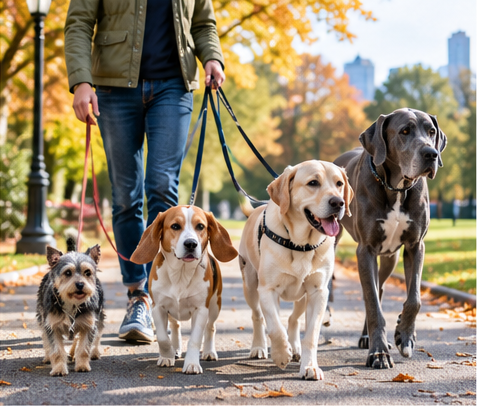 Small and large dogs showing differences in aging by body size